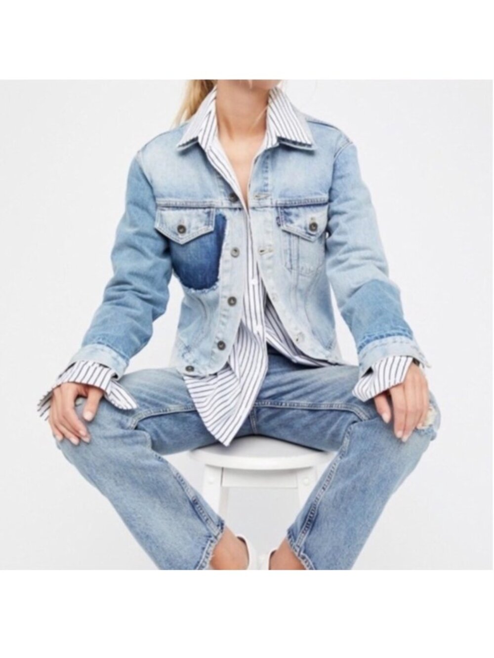 Levi’s Made & Crafted Patched Boyfriend Trucker Jacket Bermuda Triangle Size 1 S